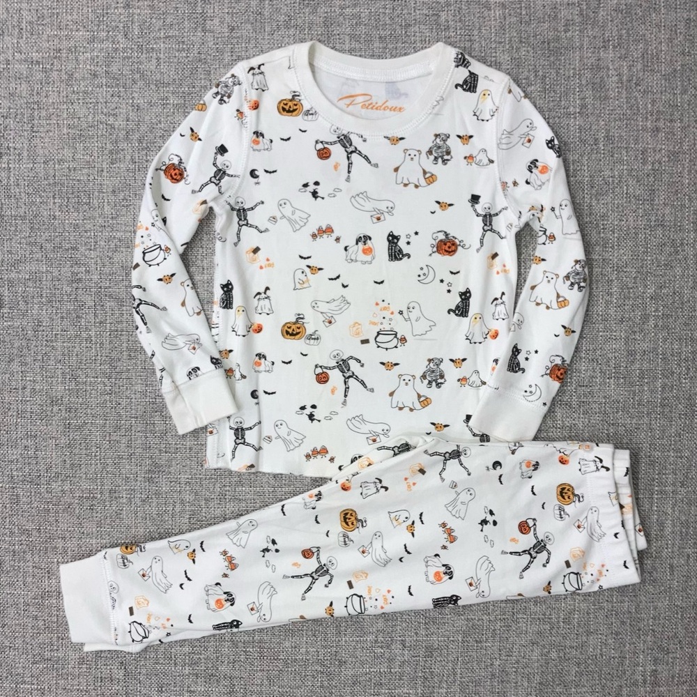 🎃 Petidoux 2T haaloween pima cotton pjs GUC a few faint marks & not bright white